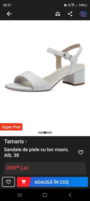 Sandale albe piele naturala-38 noi