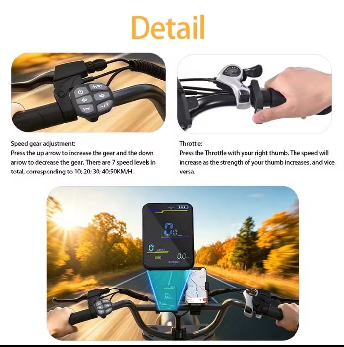 НОВ! Електрически Велосипед HEADEER BK20 (750W, 48V 20Ah,50km/h) – Fat Bike E Bike