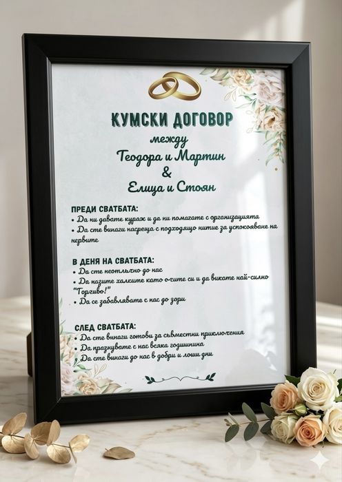 Персонализиран подарък  за кумове/кръстници