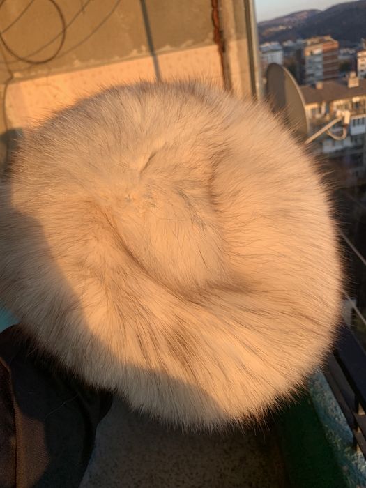 Шапка от естествен косъм лисица