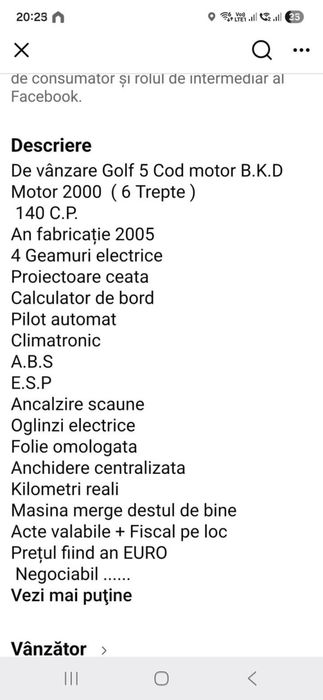 De vânzare Golf 5