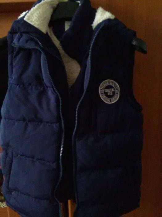 Vesta de iarna fără maneci cu gluga  cu blana  unisex xs