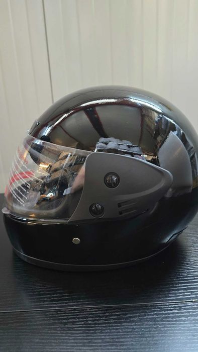 Casca Moto/Scuter/ATV, viziera detasabila, marime universala, Negru Lucios