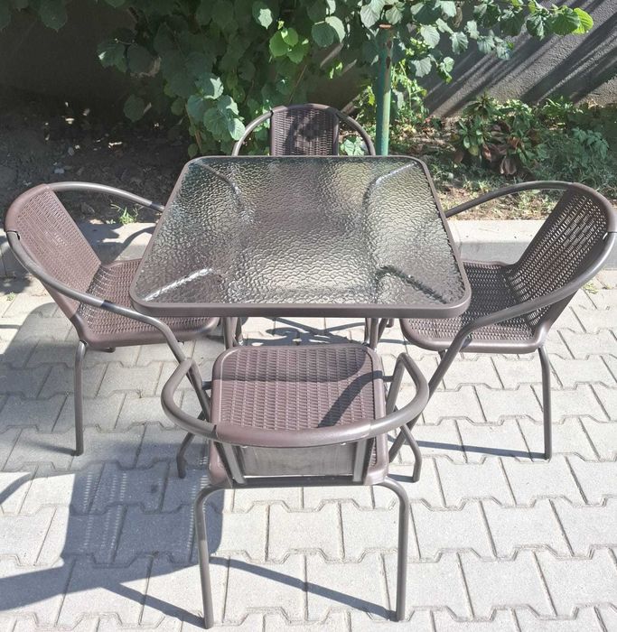 Set Mobilier Masa Patrata+4 Scaune Terasa/Gradina JGX-600M