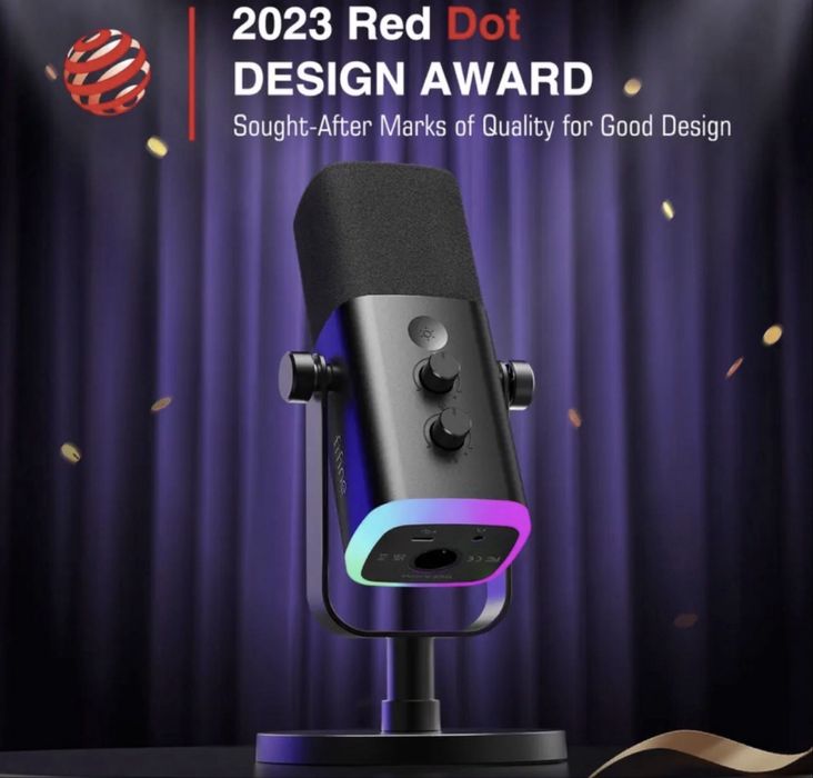 Dynamic Microphone with Touch Mute Mikrofon, Headphone jack for PC