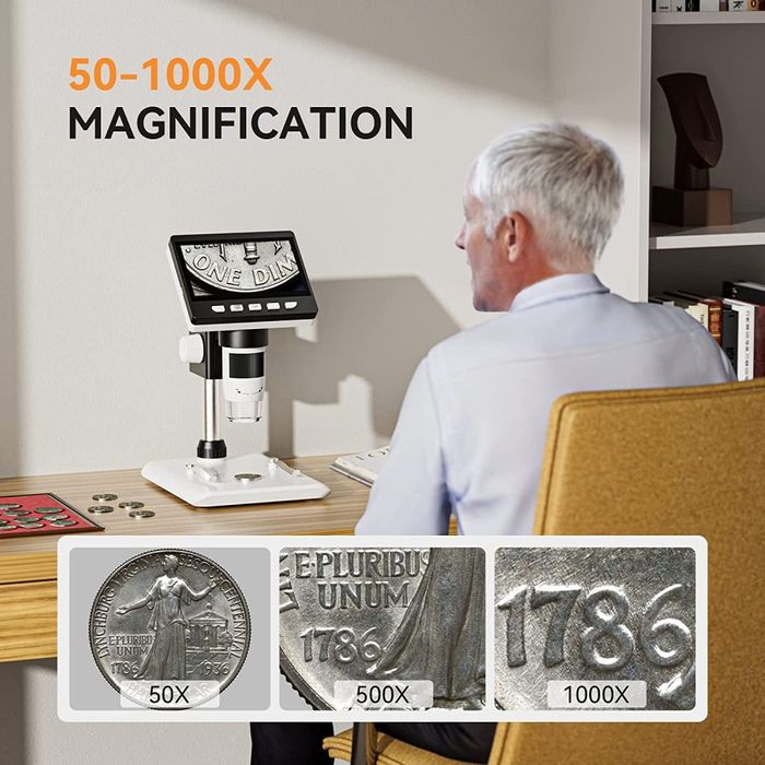 Дигитален микроскоп DM9, 50-1000X, 4.3" LCD 720P HD, 8 Led lights