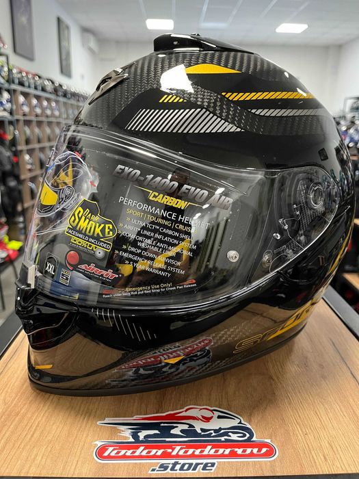 Мото Каска SCORPION EXO-1400 CARBON AIR Kydra Gloss,oчила.,размер XXL