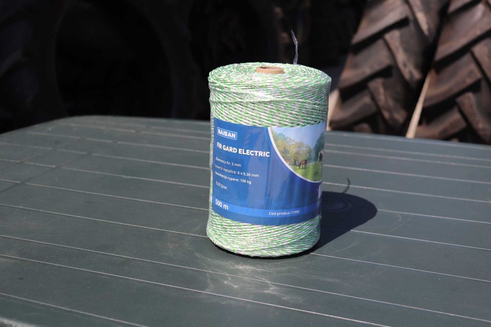 Rola fir verde-alb fi 3mm 6x0.3mm SS 0.31 Ohm/m, 500m gard electric