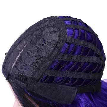 Три цветна перука черно лилаво розова