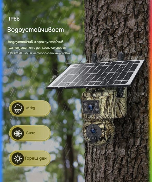 Камуфлажна Соларна ловна 4G двойна камера