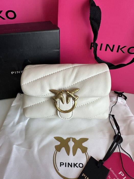 Чисто нова чанта Pinko LOVE MICRO PUFF в бял цвят