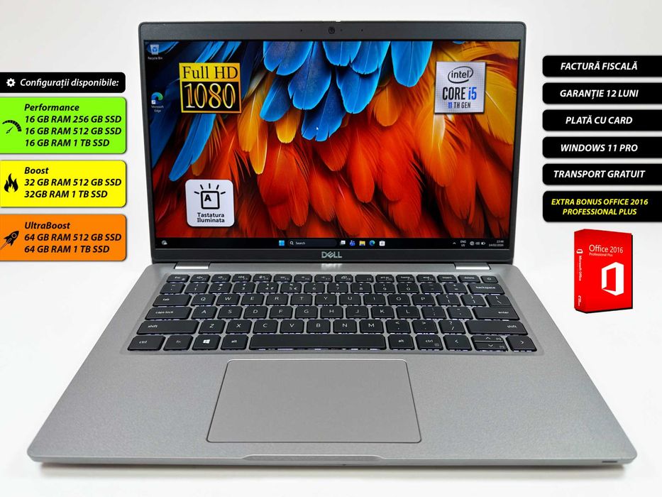 Laptop Dell Latitude 5420 Intel i5 1145G7 16 gb ram 256 gb ssd Ecran 14 inch Full HD ultrabook Office 2016 Windows 11 Factura si Garantie 1 an