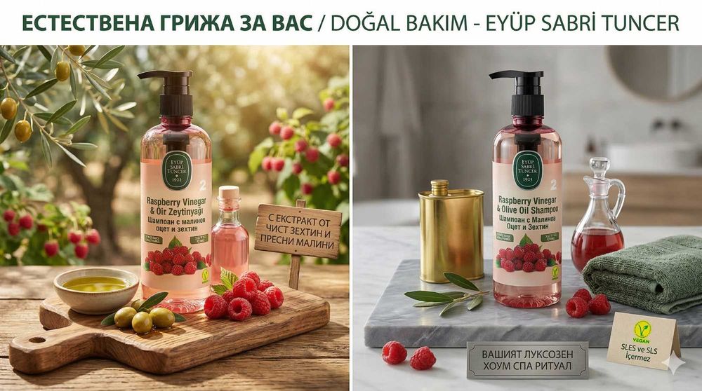 Натурален шампоан със зехтин и малинов оцет Eyüp Sabri Tuncer
