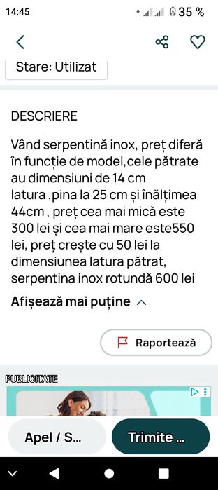 Vând serpentină inox