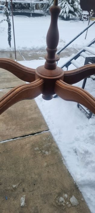 Lustră lemn rustică  candelabru  5x E27 metal auriu sticla fumuriie