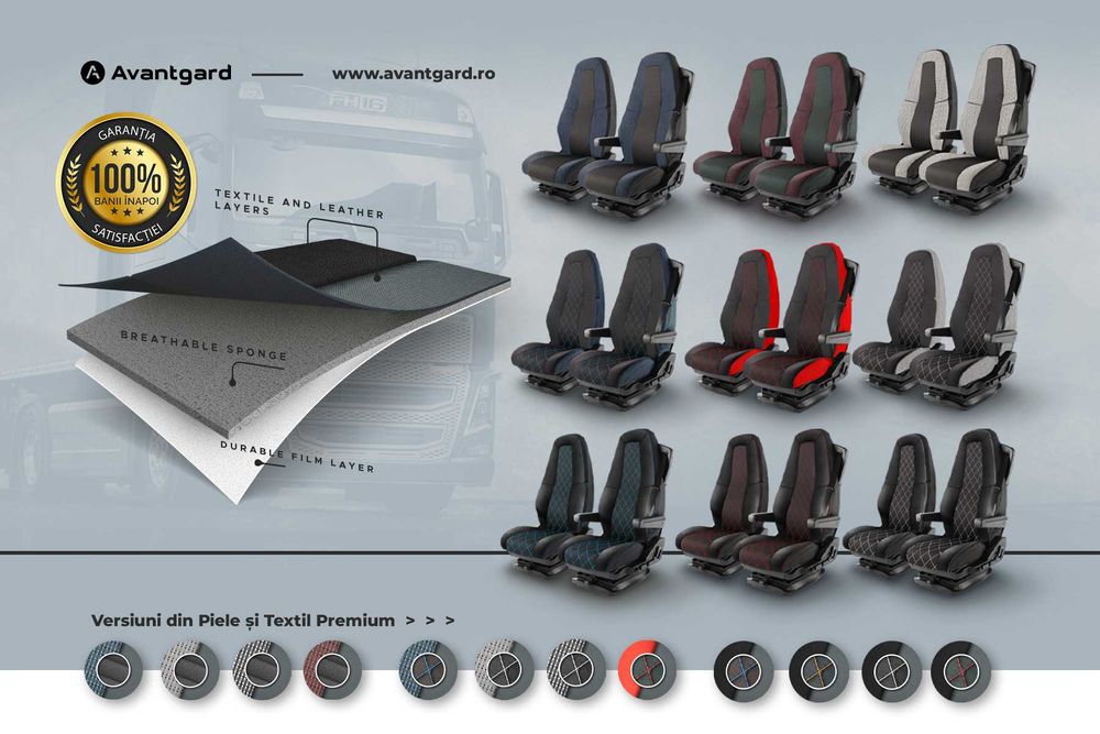 Set Husa scaun camion premium, Man Mercedes Volvo Daf Scania Ford Truc