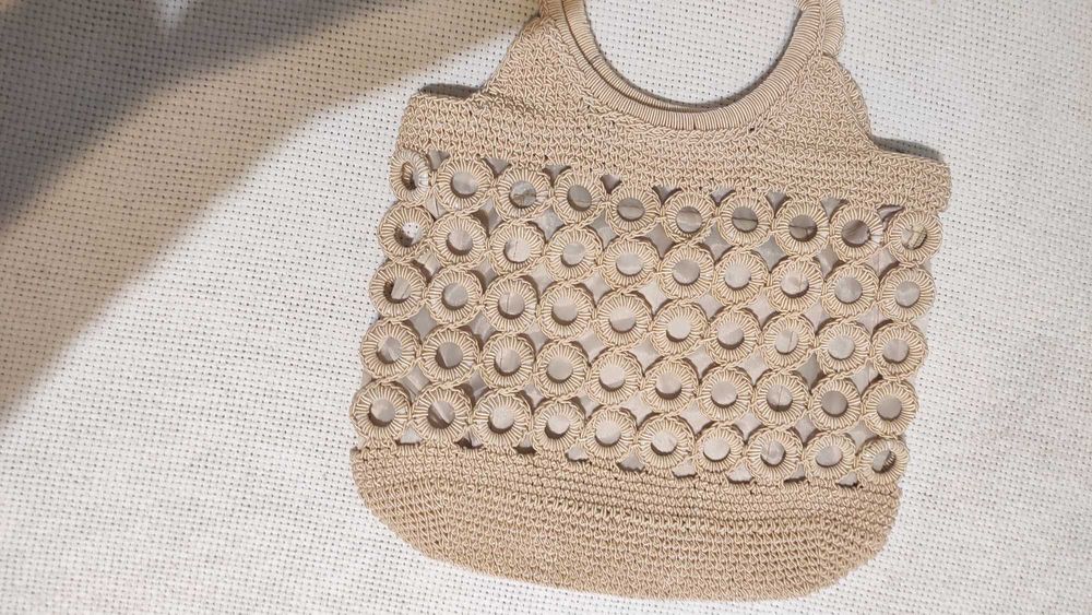 poseta geanta plasa lucrata manual inchidere fermoar NOUA