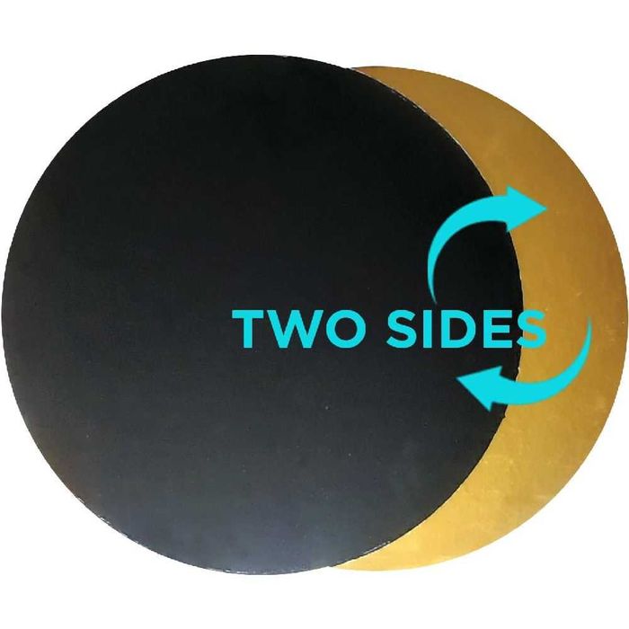 Кръгла Двулицева подложка за Торта, Златист/Черен, Мукава, 1.6 мм