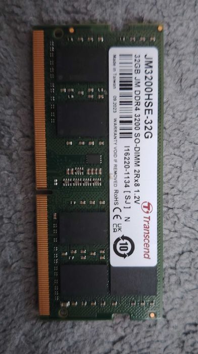 RAM памет за лаптоп Transcend 32GB JM DDR4 3200Mhz SO-DIMM 2Rx8 2Gx8 CL22 1.2V