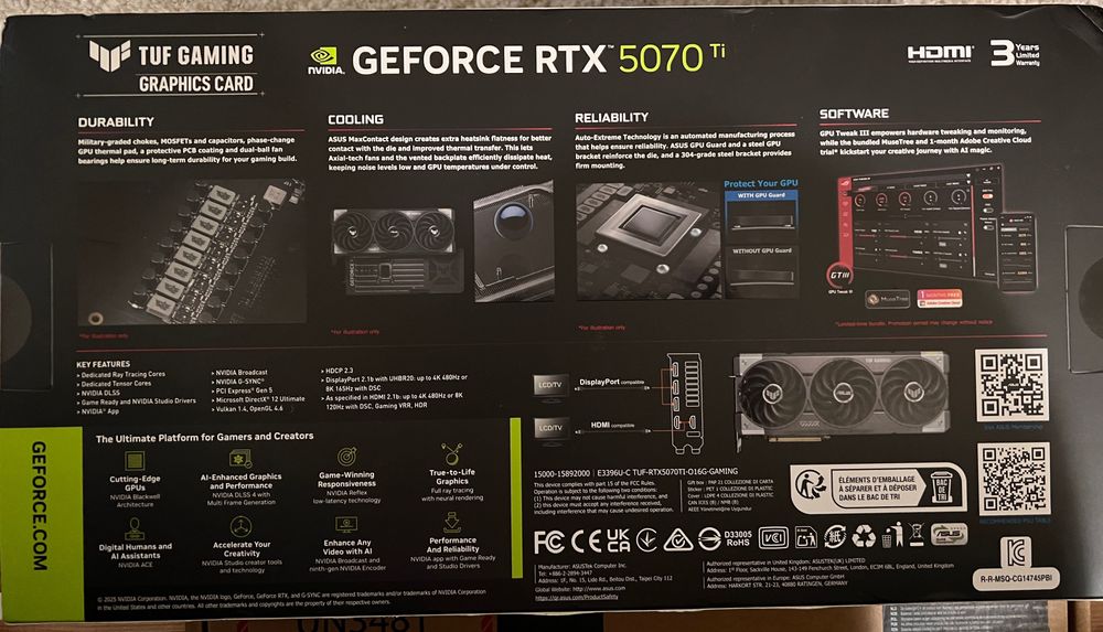 Asus TUF Gaming RTX5070 Ti OC Edition 16GB 256bit SIGILATA