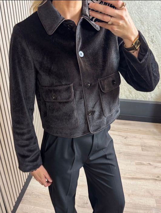 Уникално яке  сако бомбер с косъм