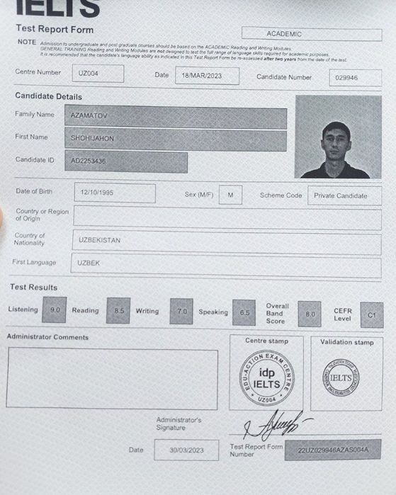 IELTS 8. Til kursi. Azamatov Shohijahon. CEFR