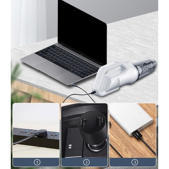 Aspirator portabil 12000Pa, acumulator 6000mA, HEPA - nou