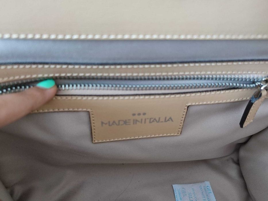 Geantă piele  naturală vițel bej made in ITALY