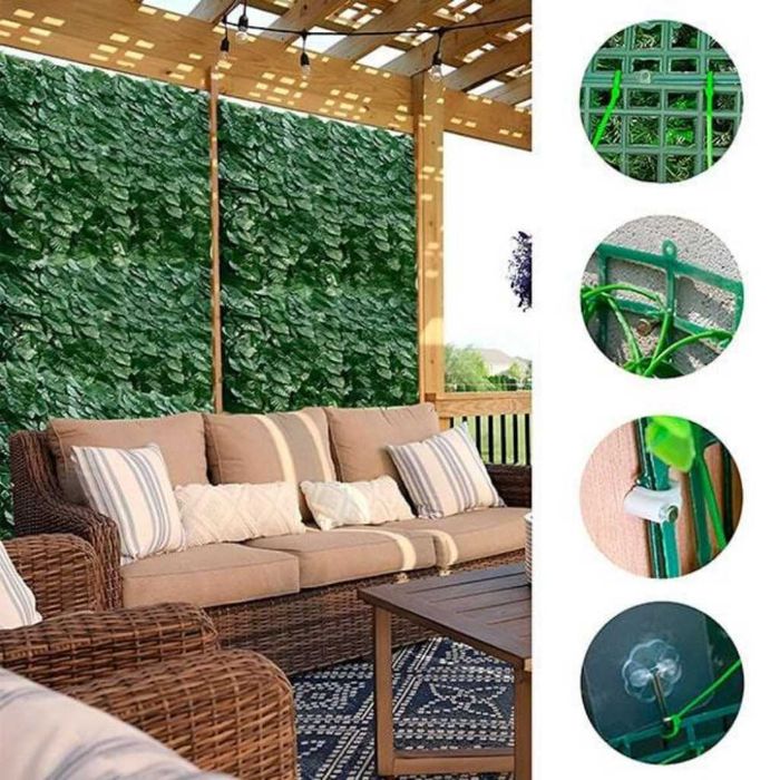 Ограда от зелени листа -панел за уединение с реалистичен вид 3 x 0,5 м