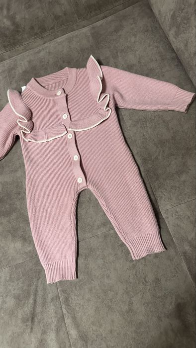 Вязанный розовый ромпер