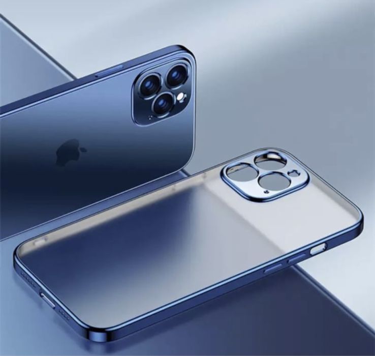 Husa Luxury Spate Clear Margine Colorata Iphone 12 13 14 MINI PRO MAX