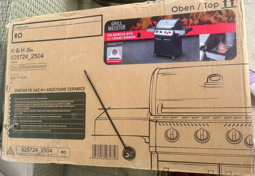 Grătar pe gaz GRILLMEISTER Lidl 4+1 arzătoare – Nou, sigilat