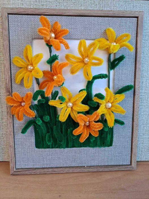 3D картини от плетени цветя