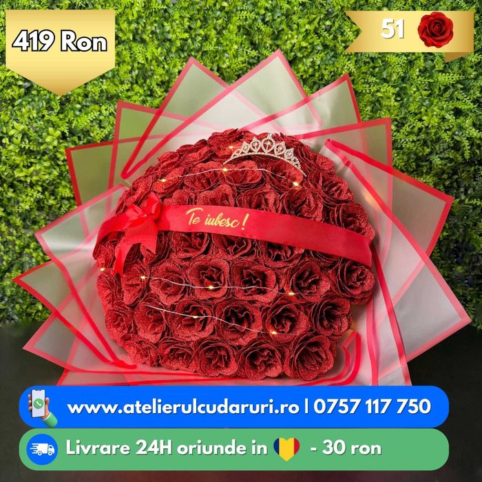 Buchete Trandafiri Sapun, Sclipici , Stitch | Livrare oriunde