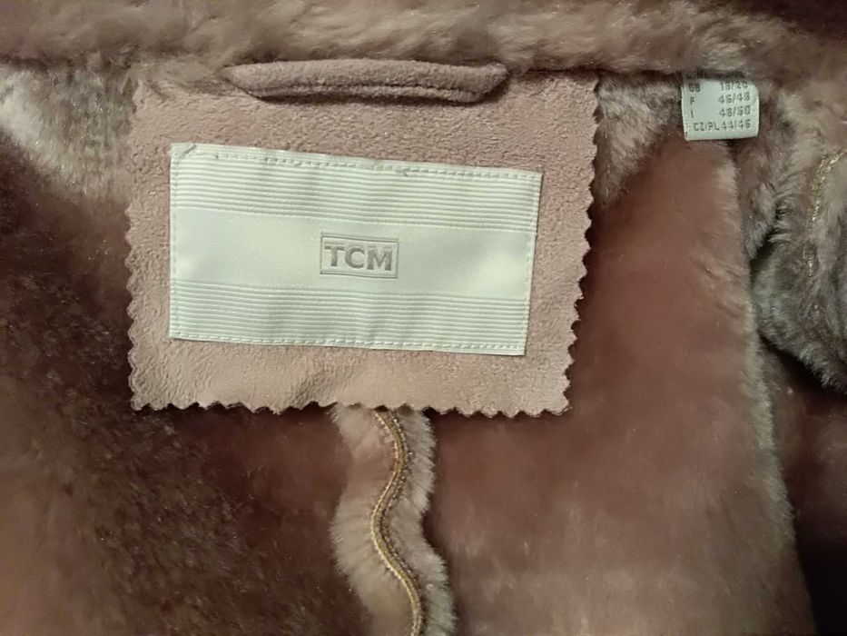 Дамски кожух от изкуствена кожа, размер F 44/46, цвят пепел от рози