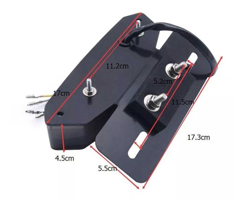 LED Стоп диоден за мотоциклет с вградени мигачи и стойка за номер.