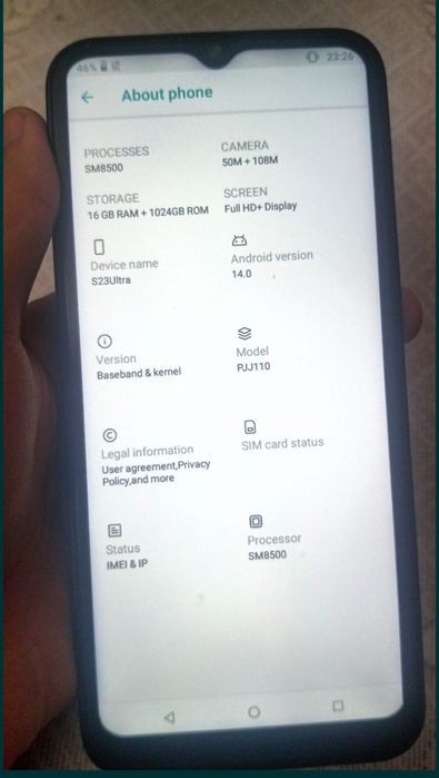 S23 Ultra 16g/1 tb xitoy