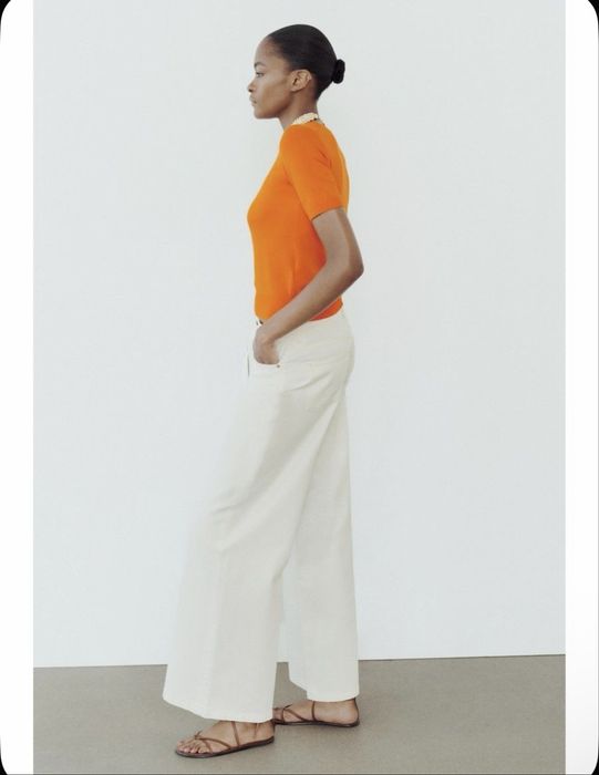 Джинсы ZARA Palazzo экрю, размер M