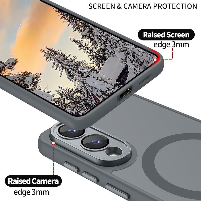 Матов magsafe кейс за samsung galaxy s25 edge - титаниево сив