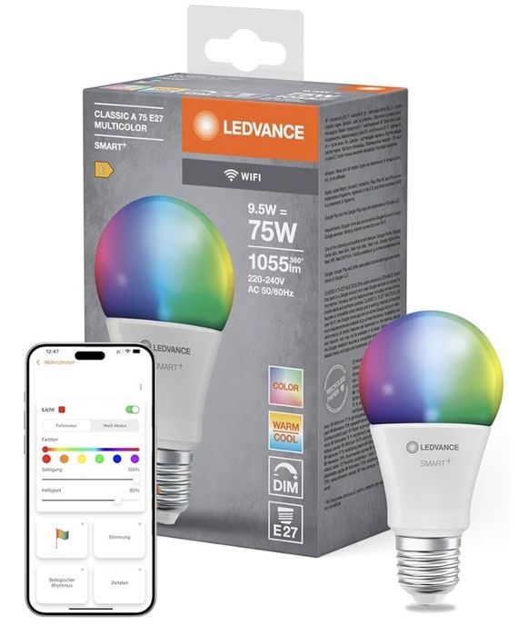 Lampă LED inteligentă LEDVANCE cu tehnologie WiFi, soclu E27