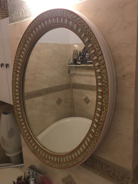 Vintage/ Mid Century Italian oglinda ovala ceramica