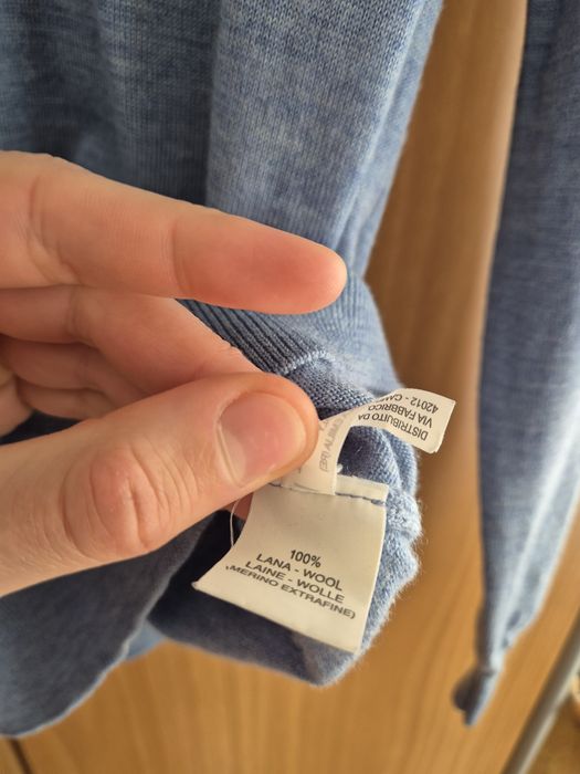 Pulover din lana merino, albastru deschis, pentru barbati, S/M, nou