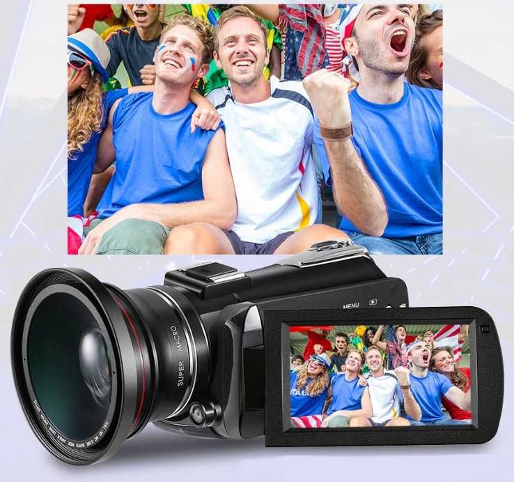 Cameră 4K Ordro AC5 cu zoom optic 12x, WiFi + lentilă macro