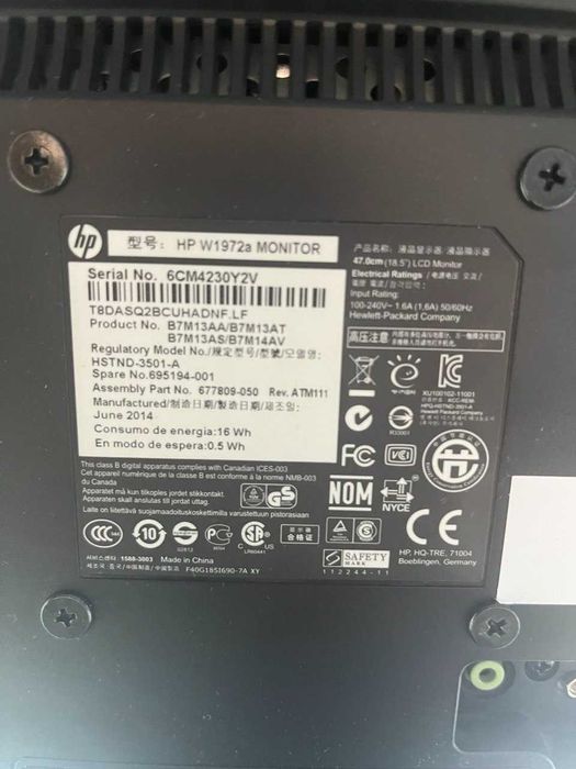 монитор hp W1972a