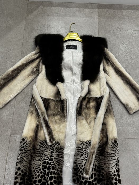 Норковая шуба Yudisinuo, стриженая, воротник натуральный соболь