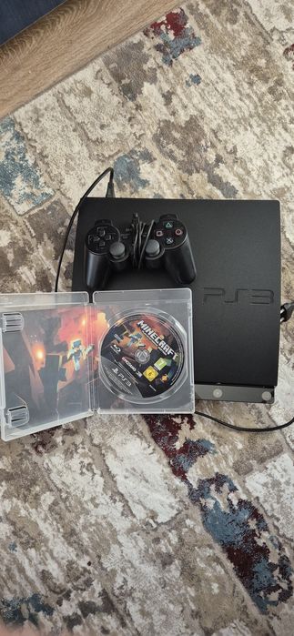 Consolă PlayStation 3 Slim + Controller DualShock 3 original + Joc Minecraft PS3 Edition
