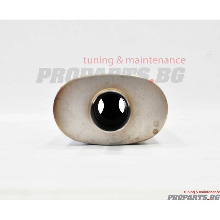 Плоско спортно гърне ауспух с един вход и два изхода на 63 или 76 mm