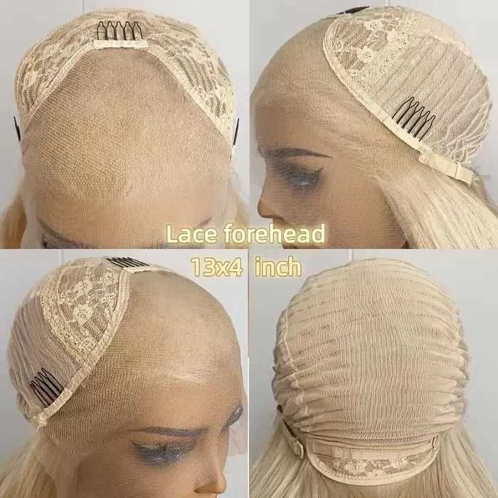 Ефектна русо към кафяво и черно омбре права перука 60 см –  Lace Front 13×4