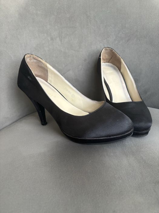 Pantofi femei/ dama, eleganti,  satin, negri, marime 37