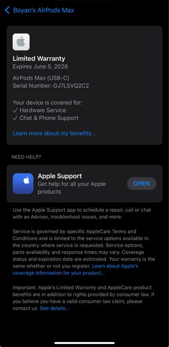 Airpods Max в гаранция